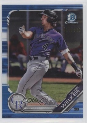 2019 Bowman Chrome Prospects Blue Refractor 18/150 Colton Welker #BCP-65 0x5e