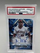 CHRISTIAN MOORE 2025 BOWMAN CHROME SAPPHIRE SELECTIONS AUTO PSA 9 Card #SSA-CMO