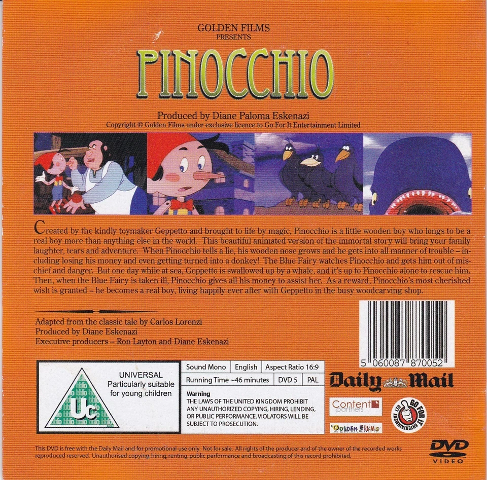 PINOCCHIO ( DAILY MAIL Newspaper DVD ) - Bild 2 von 3