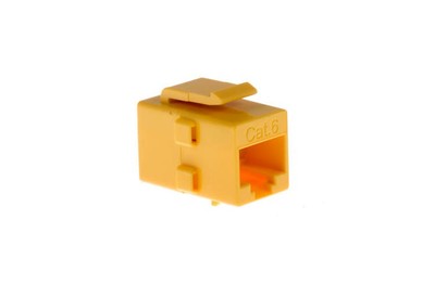 Cat6 RJ45 Inline Coupler Type Keystone Jack, Yellow - Lifetime Warranty