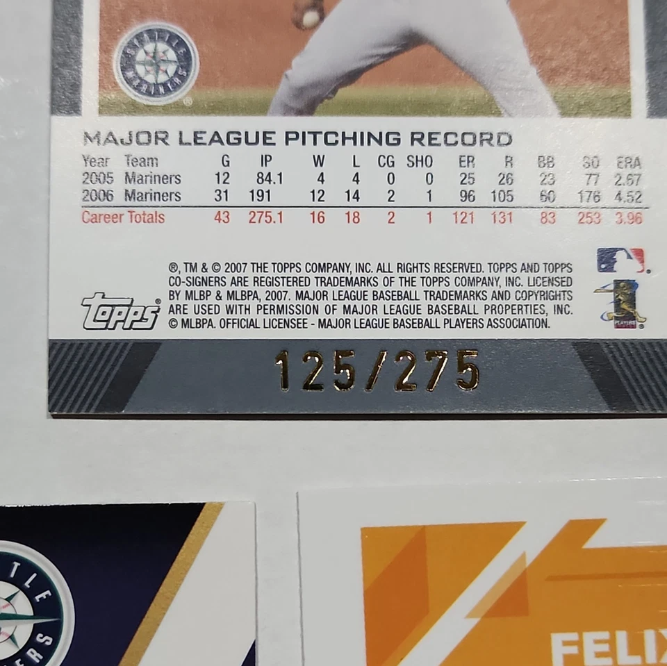 (10) Felix Hernandez Lot Bowman Topps Co-Signers /275 Optic Upper Deck SPx - Image 3 of 4