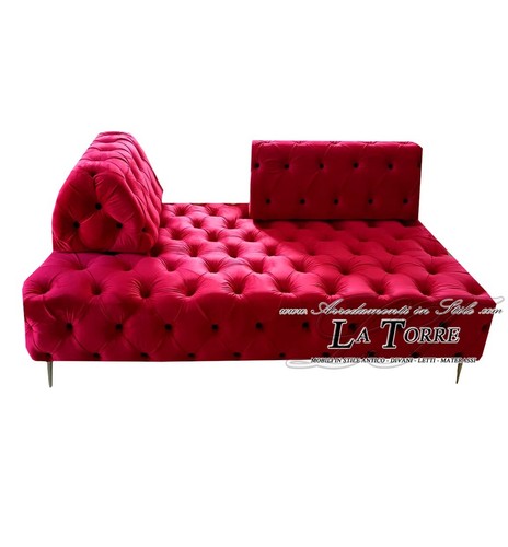 Divano chaise longue 2 posti Chesterfield moderno ecopelle o velluto qualsiasi - Imagen 1 de 11