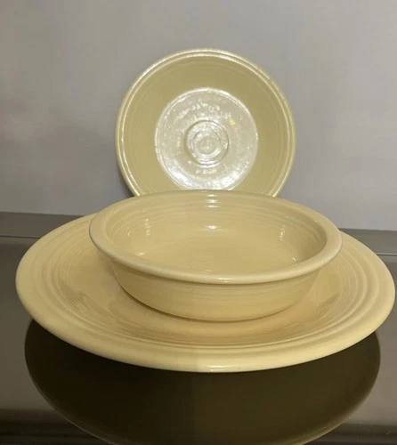 Fiestaware Homer Laughlin 3-pc  Set Dinner Plate Salad Plate Soup Bowl Yellow