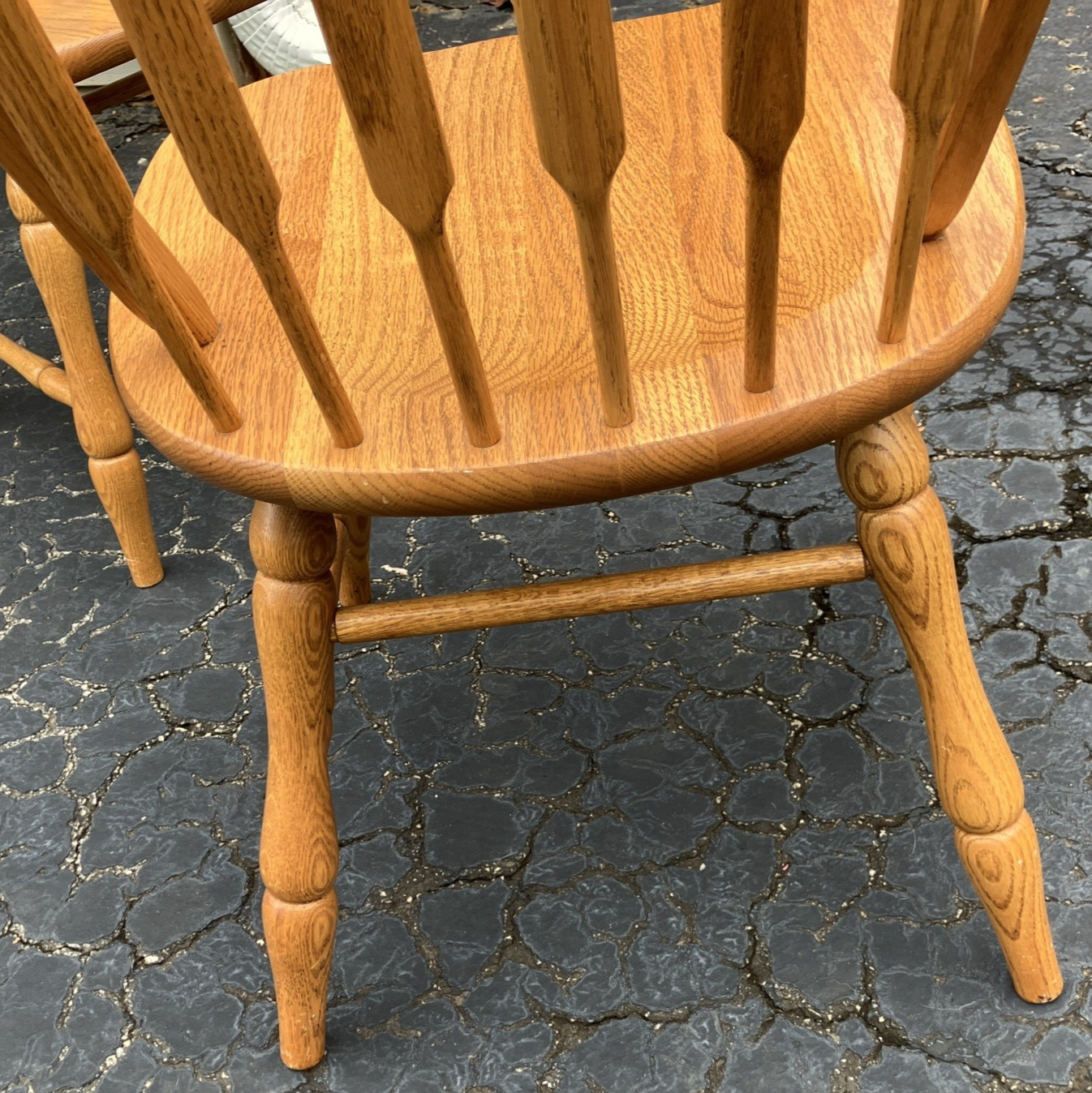 Vintage Tell City Oak Dining Room Set of Two Chairs Windsor Spindle Back