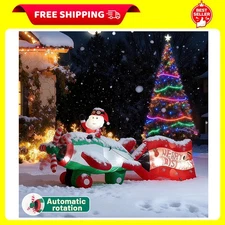 BSHAPPLUS® 10.5FT Christmas Inflatables Decorations,Giant Light up Santa Claus w