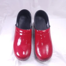 BJork Karin Red Patent Leather Clogs Size EU 38-39 Swedish Comfort
