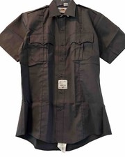Flying Cross Valor Men's Short Sleeve Button Up Shirt Sz Medium Dark Grey NWT