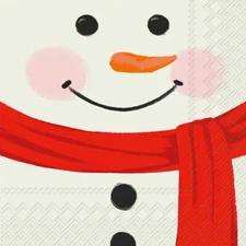 1 Pk Christmas Cocktail Beverage Napkins, Designer 3-Ply 20-Pieces SNOWMAN FACE