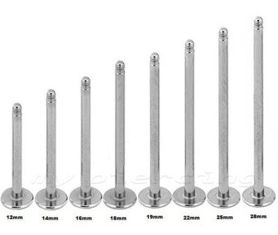 2PCS. 18G 16G 14G 316L Surgical Steel Threaded Labret Cheek Piercing Post