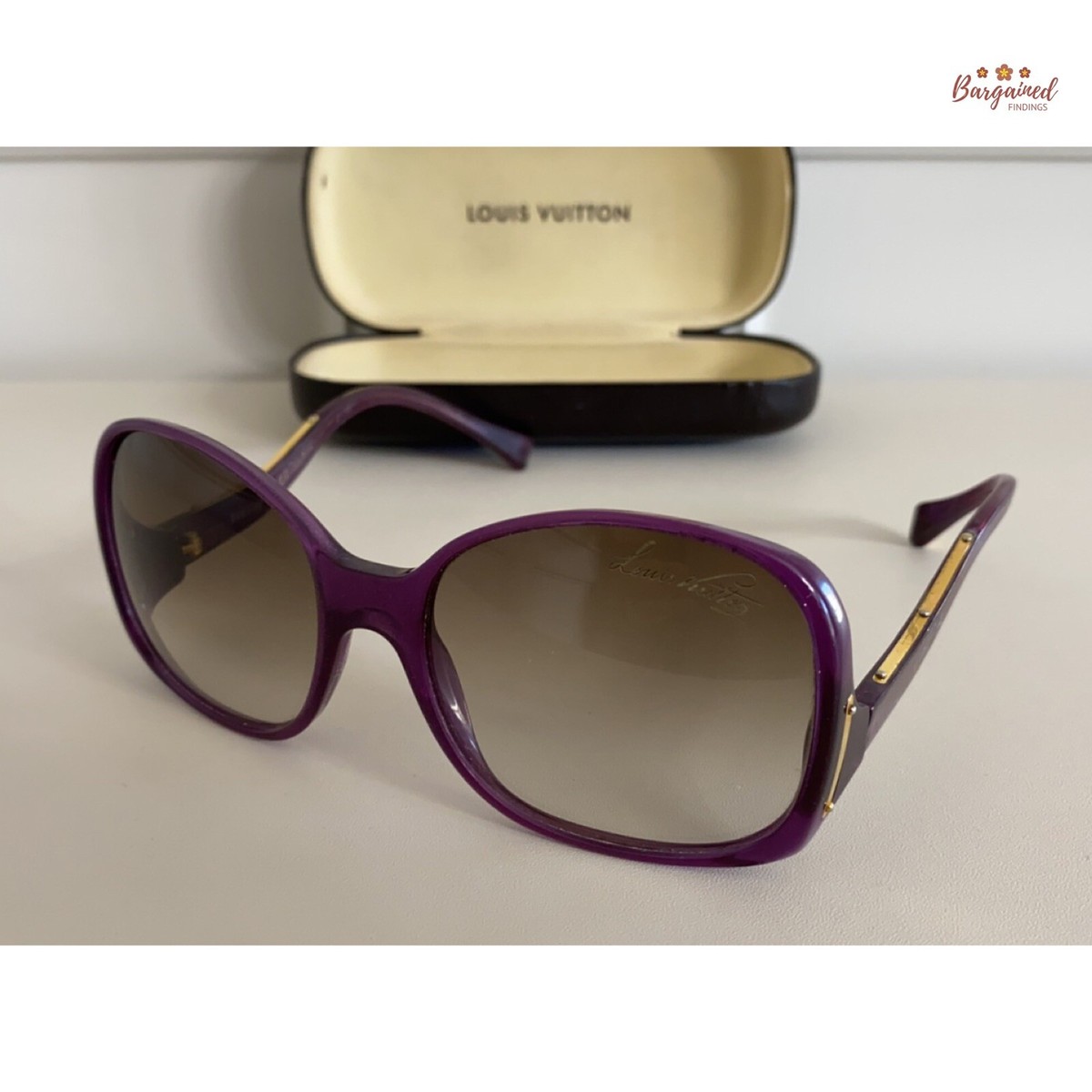 ルイヴィトン Louis Vuitton スプソン ラメグレー×バイオレット Authentic LOUIS VUITTON Violet Glitter Oversized Square Gina