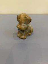 VTG Degenhart Slag Colonial Glass, Art Glass Dog Figurine, Brown & Mocha 3"H
