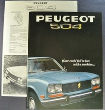 dépliant brochure vente Peugeot 504 berline 1970 + spécifications excellent état d'origine 70