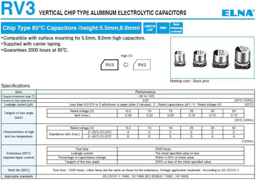 5 pezzi 100uF 25V Condensatore elettrolitico SMD 6,3mm x 7,7mm Elna RV3 Serie - Imagen 3 de 3