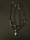 Vintage Richelieu Long Black Beads & Goldtone Black Enamel Pendant Necklace... — photo 3