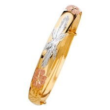 NEW 14K TRI COLOR GOLD ADJUSTABLE BANGLE