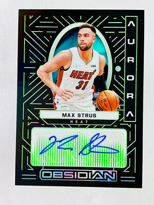 2021-22 Panini Obsidian #AUR-MAX Max Strus #'d /25 Auto Aurora Green Miami Heat