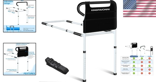 Stainless Steel Bed Assist Rail - Adjustable, Non-Slip Handle, Supports 400 Lbs - Picture 2 of 10