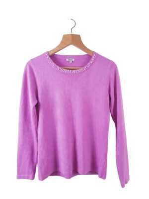 TEXT LADIES PINK KNITTED SWEATER JUMPER TOP WOMENS UK PLUS SIZE SMALL