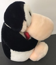 Vintage Opus Penguin Bloom County 8  Sitting Plush w/Red Bowtie 1985