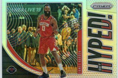 2019-20 PANINI PRIZM SILVER GET HYPED JAMES HARDEN ROCKETS NO. 5