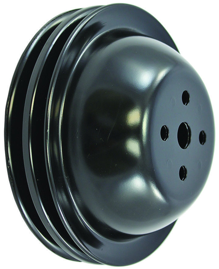 BB CHEVY 396 454 PULLEY KIT BLACK STEEL SWP PULLEYS 2 GROOVE NEW SET