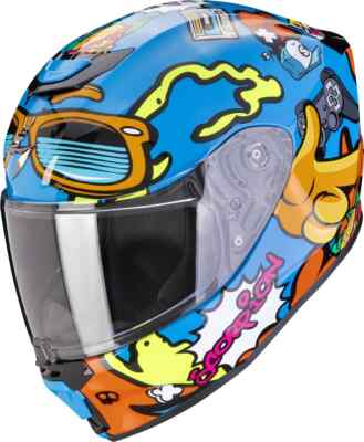 SCORPION EXO-JNR FUN blau-orange Kinder-Motorradhelm ECE 22.06 Gr. M 50/51