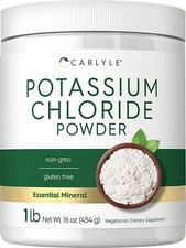Potassium Chloride Powder Supplement  16 oz  KCL Salt Substitute  By Carlyle