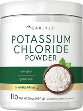 Potassium Chloride Powder Supplement | 16 oz | KCL Salt Substitute | By Carlyle