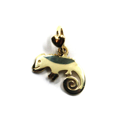 Charms Anhänger Gelbgold 9K, Chamäleon, Klein, Gerade, Länge 10 MM