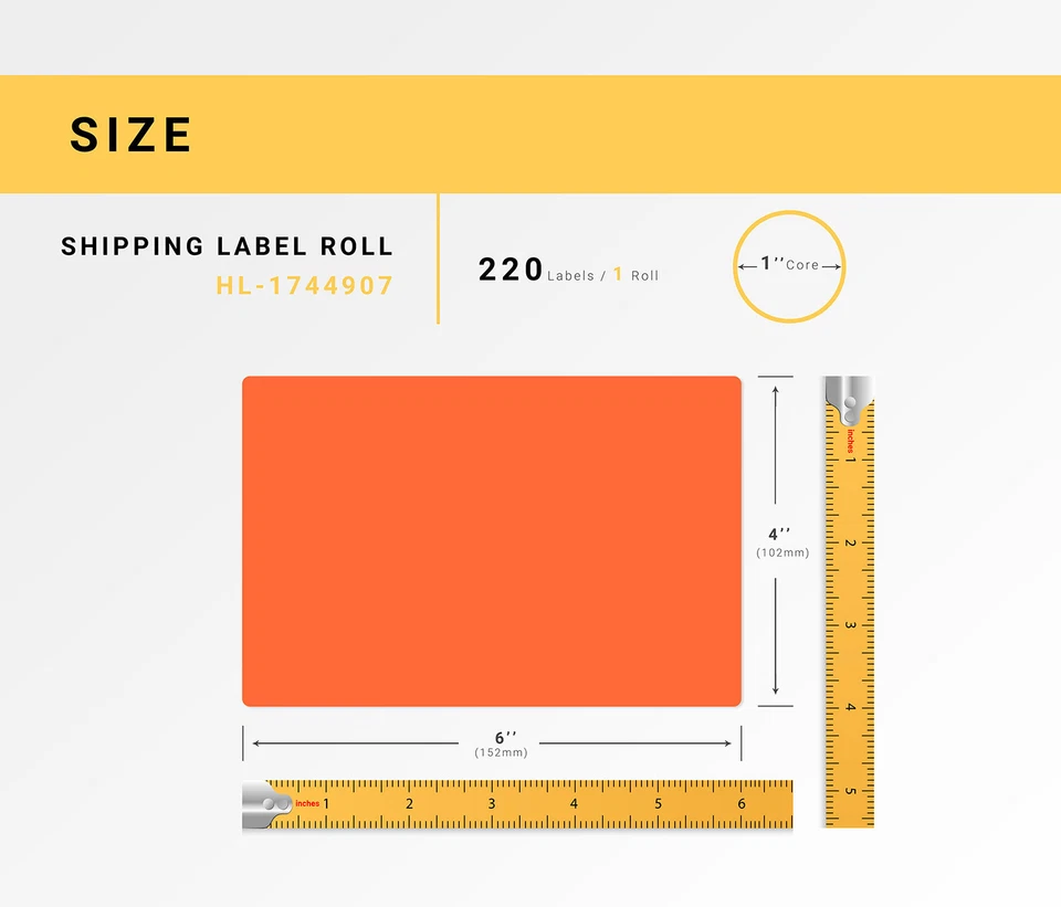 DYMO LW 1744907 ORANGE 4XL 4x6 4"x6"  SIX (6) Rolls All-Purpose Labels FREE SHIP - Image 3 of 4