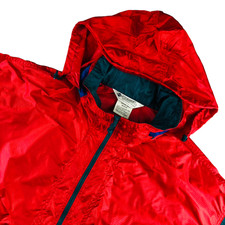 NEW VTG Columbia Men's Nylon Rain Anorak Windbreaker Hooded Jacket Red L