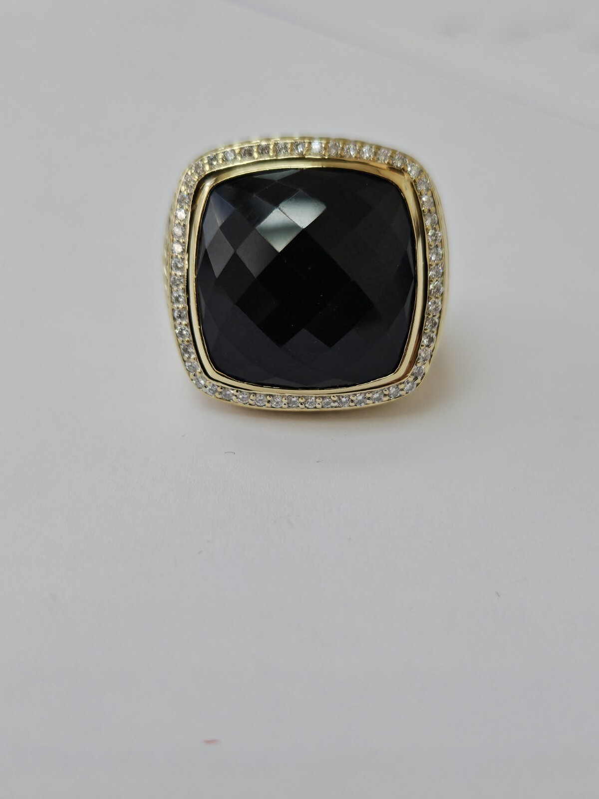 David Yurman 18k Yellow Gold Onyx Diamond Ring - image 5