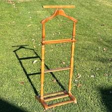 Vintage VALET BUTLER STAND wardrobe tie shirt rack wood tray mid century modern