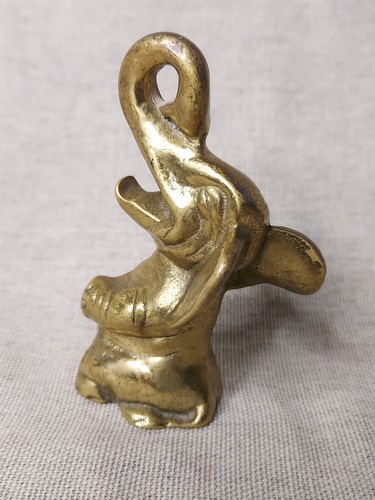 Vintage Small Brass Trumpeting Elephant Ornament - Picture 3 of 7