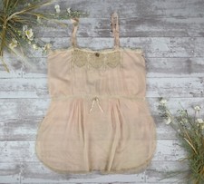 Antique 1920s Pink Silk Teddy Butterfly Embroidered Net Lace Lingerie Chemise