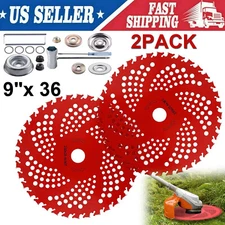 2 Pack 9"x 36 Teeth Carbide Tipped Blade kit for Brush Cutter Trimmer Weed Eater