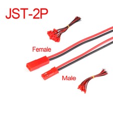 JST-2P Connect Wire Male / Female 10cm/20cm Red Black LED w/Male Female Plug