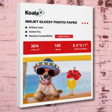 Koala Photo Paper 8.5x11 Glossy 100 Sheets 36lb 135g for Inkjet Printer Epson HP