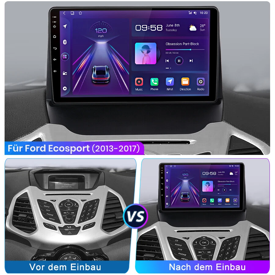 9" Für Ford Ecosport 2013-2017 Autoradio Android 14 GPS Navi BT WIFI DAB+ 32GB - Bild 3 von 4