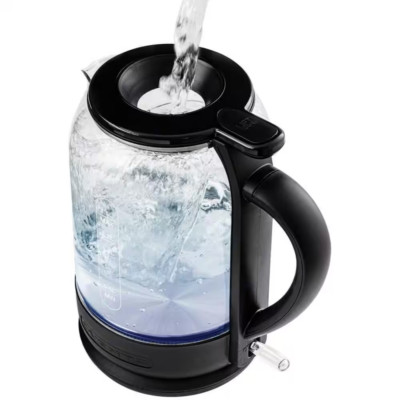 6.3-Cup Black Glass Electric Kettle with Prontofill Technology - Fill up with th