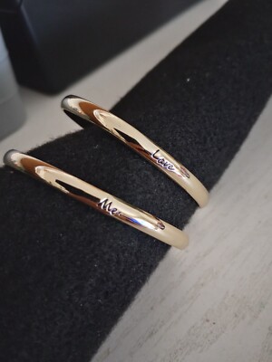 ''Love Me'' Skinny Gold tone Cuff Bracelets fits a 7'' wrist