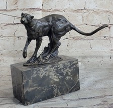 Signée Milo Panthère Cougar Jaguar Bronze Sculpture Décor Maison Figurine