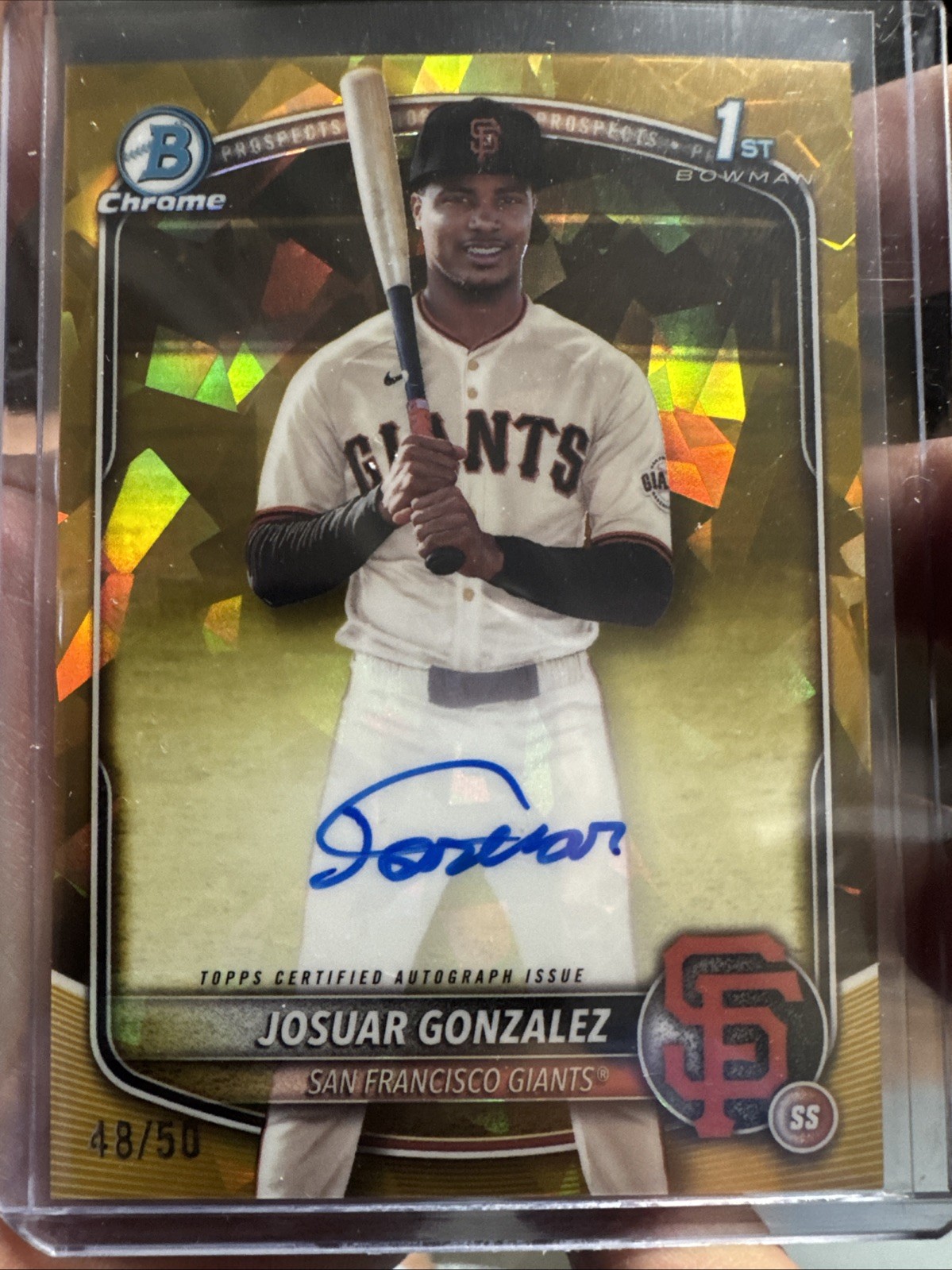 2025 Bowman Chrome Sapphire Josuar Gonzalez #CPSA-JG 1st Bowman Auto Gold /50