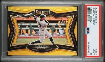 Panini 2025 Select Aaron Judge Diamond Level Gold Prizm 267 #10/10 Bookend PSA 9