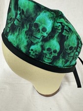 Men/Women Surgical Scrub Cap Skull/Chemo Hat Skulls On Fire 100 Cotton