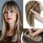 100% Real Remy Human Hair Women Topper Toupee Piece Clip In Mono Silk Lace Based