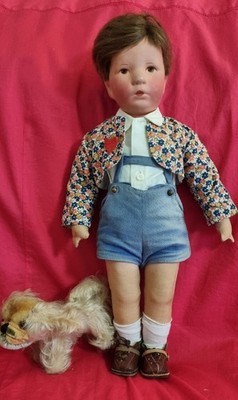 1940's Käthe Kruse Doll Puppe IX Peter 35cm Cloth Doll Stoffkopf w/Steiff Peky