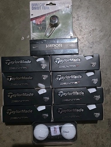Taylormade Golf Ball Set & Brim Cap Divot Tool & Titleist Balls/Marker ...
