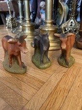 3 piękne stare figurki do szopki 2 x wół i osioł z gipsowej figurki do szopki