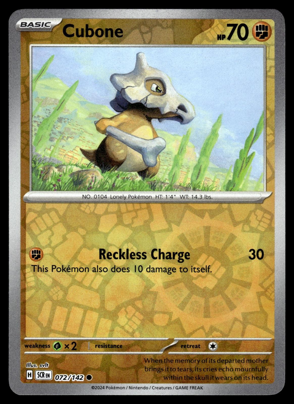 Cubone 72/142 Common Stellar Crown Pokemon Reverse Holo Near Mint